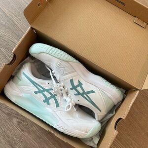 ASICS Women's White and Teal Sneakers
